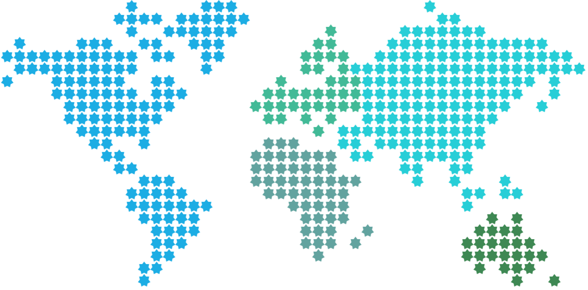Mapa del mundo con las regiones donde NearFinder tiene guías de empresas